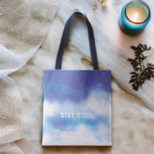 Custom Text Celestial Blue Nebula Tote Bag