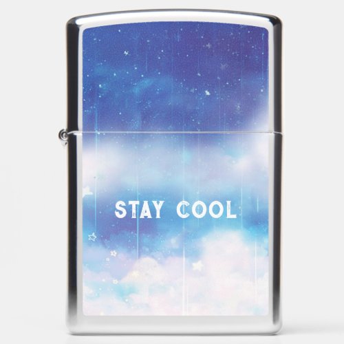 Custom Text Celestial Blue Nebula Zippo Lighter