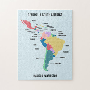 Custom Text Central & South America Jigsaw Puzzle