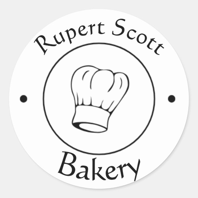 Custom text chef's hat business logo classic round sticker (Front)