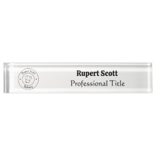 Custom text chef's hat business logo desk name plate