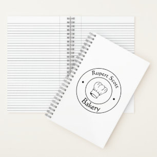 Custom text chef's hat business logo notebook