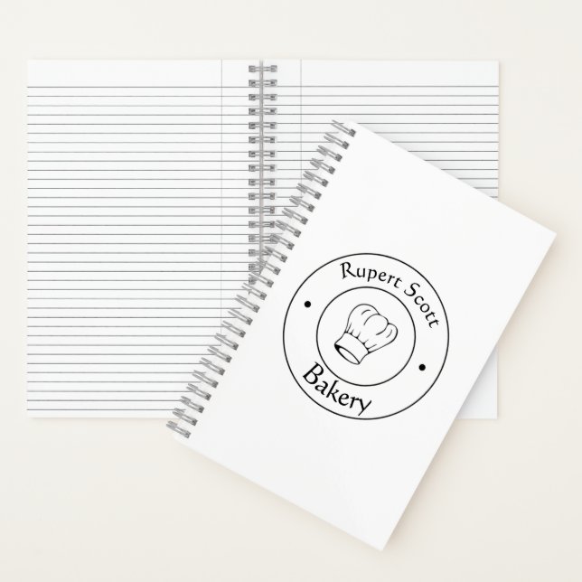 Custom text chef's hat business logo notebook (Inside)