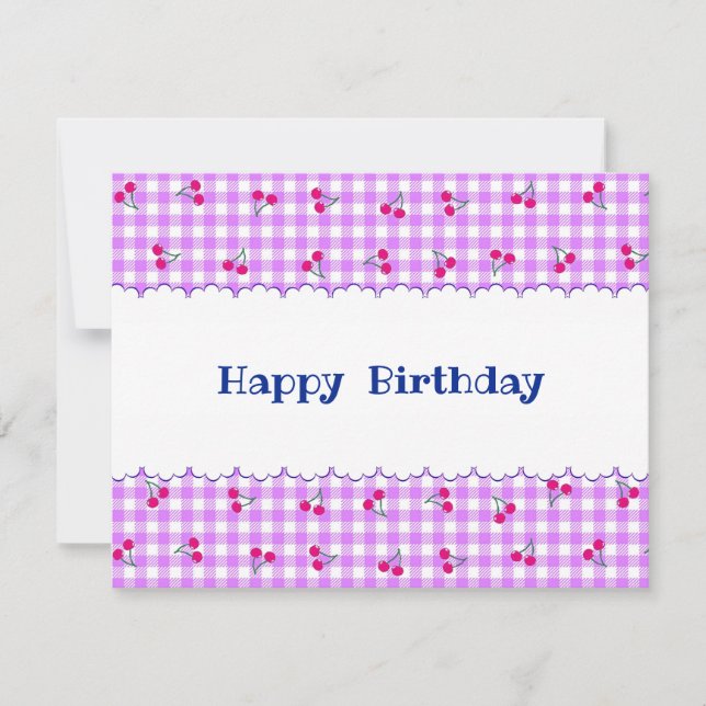 Custom Text Cherry Check Pink Card (Front)