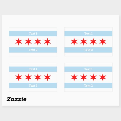 Custom Text Chicago Flag 6_Pointed Stars  2 Lines Rectangular Sticker