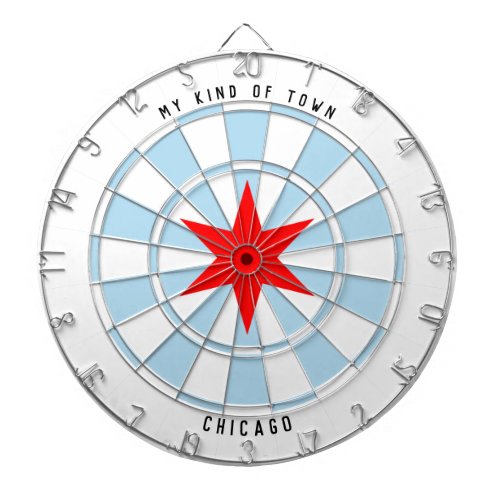 Custom Text Chicago Flag Red 6_Pointed Star Dart Board