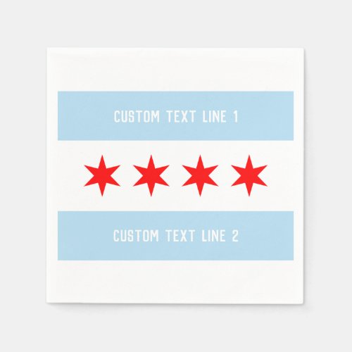 Custom Text Chicago Flag Template Napkins