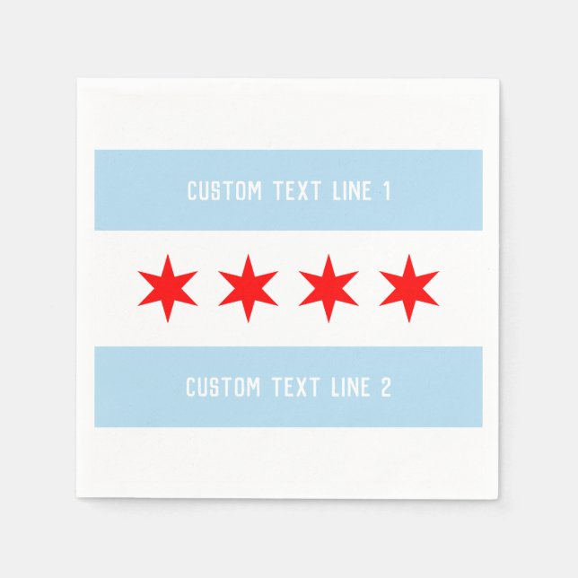 Custom Text Chicago Flag Template Napkins (Front)