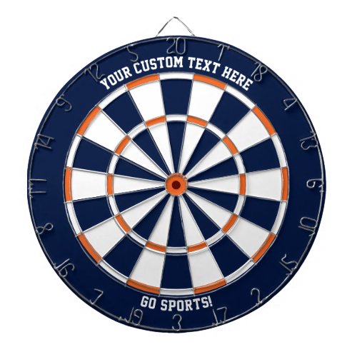 Custom Text Chicago Illinois Sports Blue Orange Dart Board