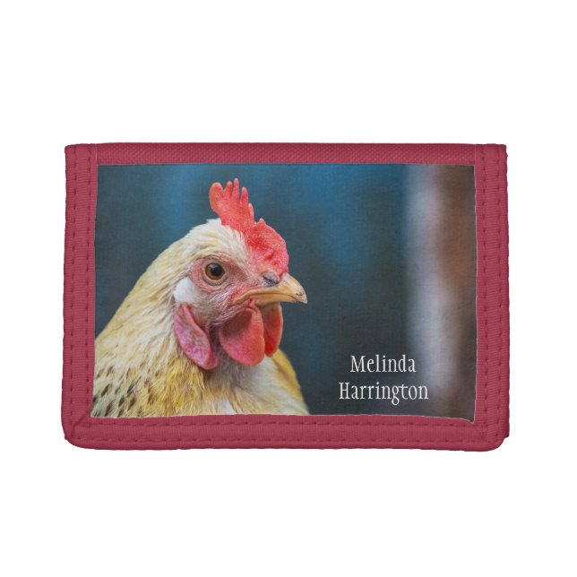 Custom Text Chicken Trifold Wallet (Front)