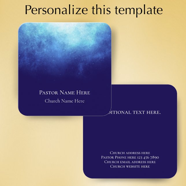 Custom Text Christian Church Pastor Personalized  Calling Card (Personalize this modern blue nebula business card. 
)
