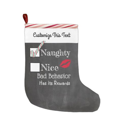 Custom Text Christmas Naughty Nice Glitter Chalk Large Christmas Stocking