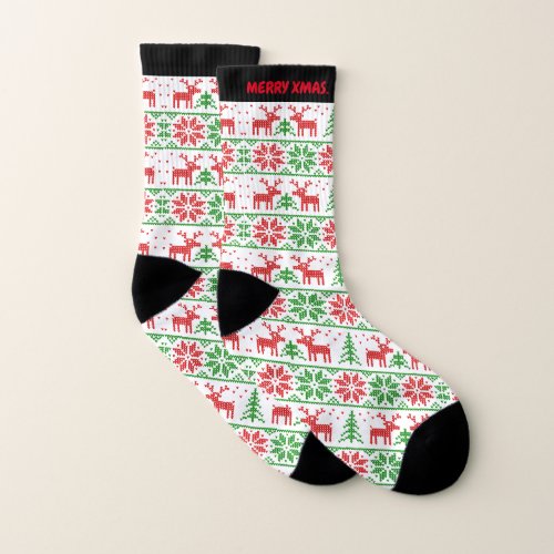 Custom text christmas nordic socks