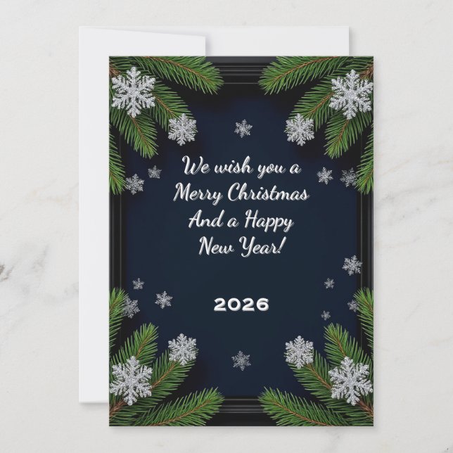 Custom Text Christmas 🎄✨ Pine Branches Festive Card (Front)