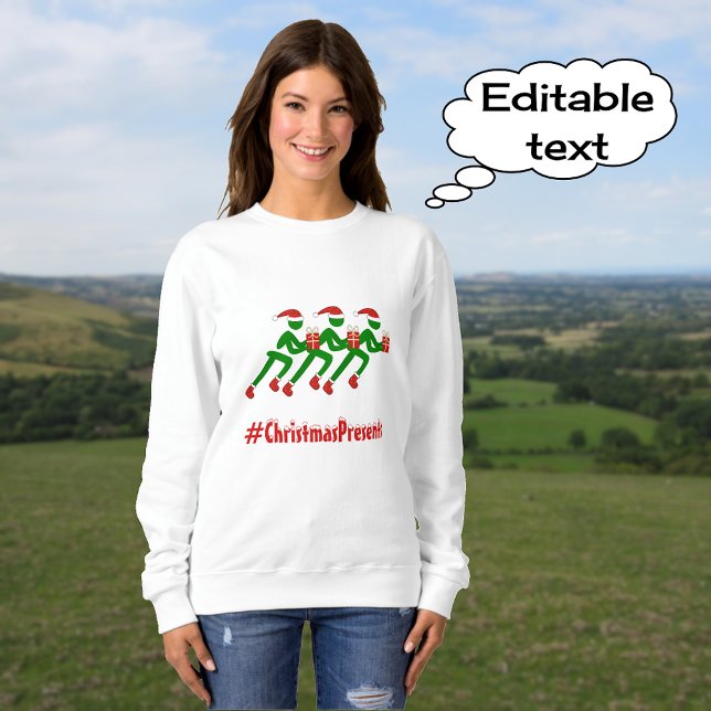 Custom text christmas runners sweatshirt (White sweatshirt)