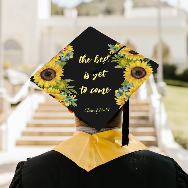 Custom Text Class of 2024 Sunflower Graduation Cap Topper (Custom Text Class of 2024 Sunflower Graduation Cap Topper)