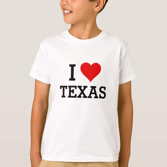 Custom Text Classic I Love Texas Red Heart Shirt (Front)