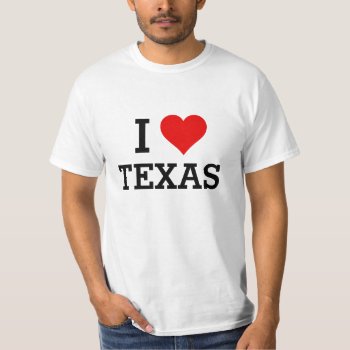 Custom Text Classic I Love Texas Red Heart Shirt by GalXC_Designs at Zazzle