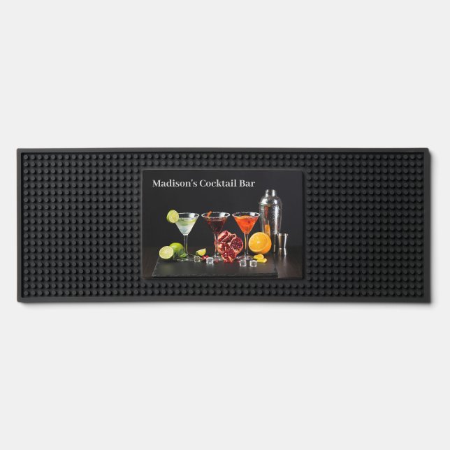 Custom Text Cocktails Bar Mat (Front)