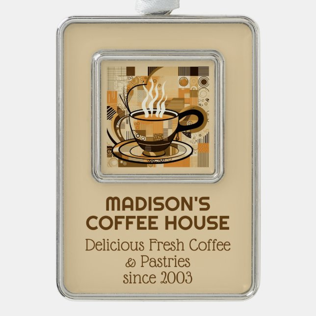 Custom Text Coffee Christmas Ornament (Front)
