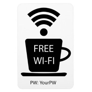 Custom Text Coffeeshop Free Wi-Fi Magnet