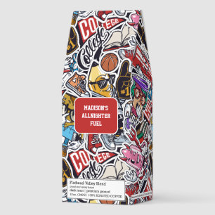 Custom Text College Pattern Roasted Coffee