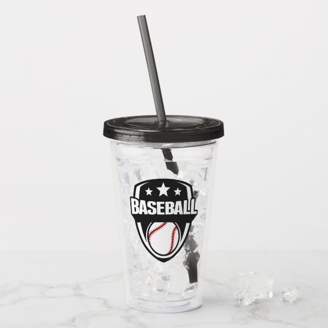 Custom Text & Color Baseball Acrylic Tumbler (Front Ice)