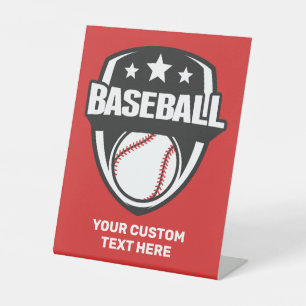 Custom Text & Color Baseball Pedestal Sign