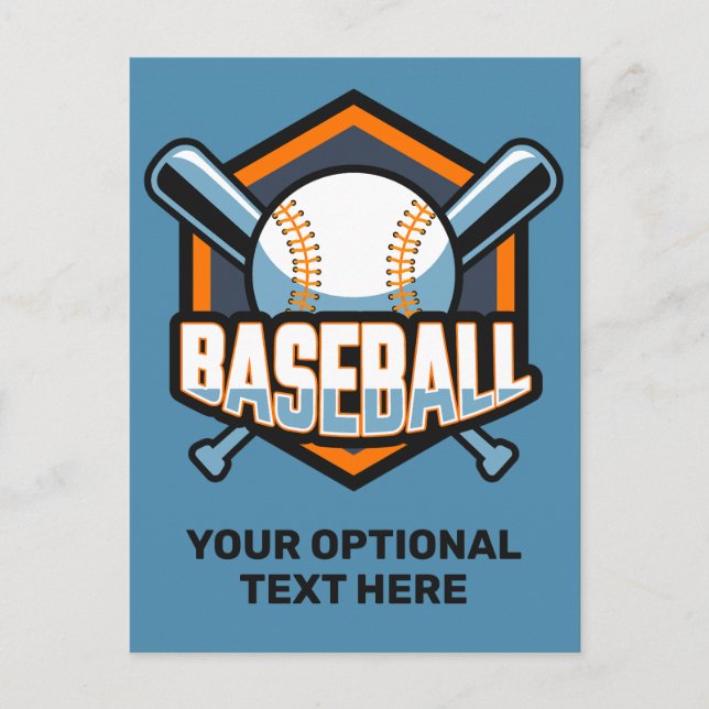 Custom Text & Color Baseball Postcard (Front)