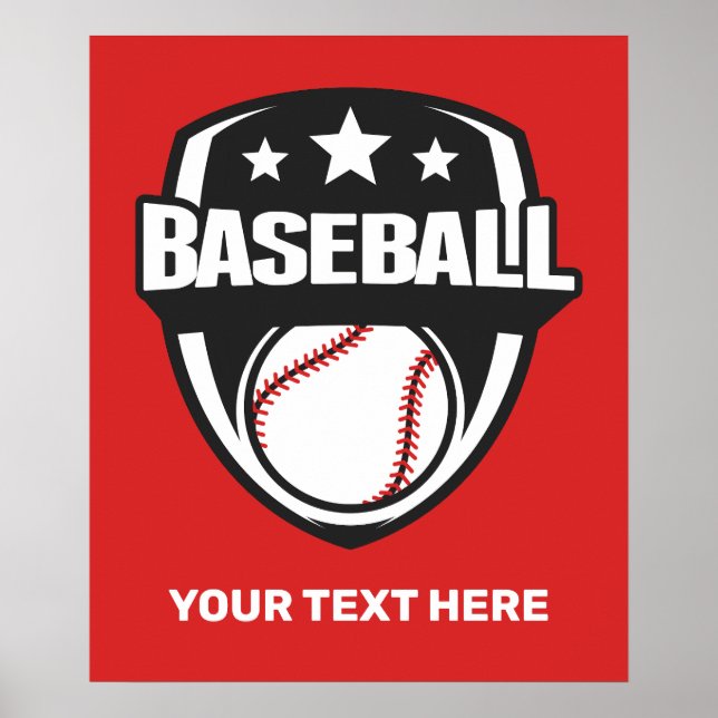 Custom Text & Color Baseball Poster (Front)