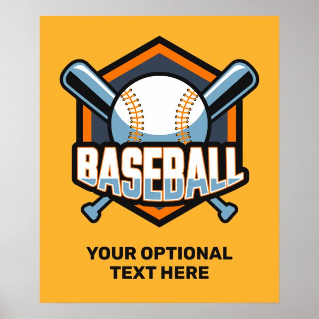 Custom Text & Color Baseball Poster (Front)