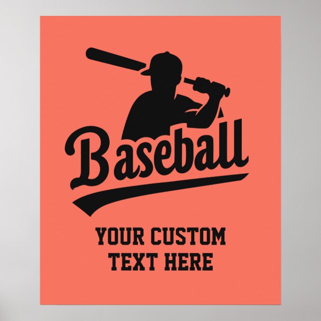 Custom Text & Color Baseball Poster (Front)