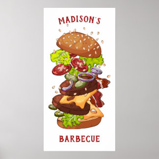 Custom text & color Big Burger poster