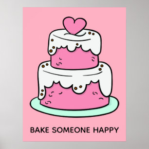 Custom text & color Cake Illustration poster
