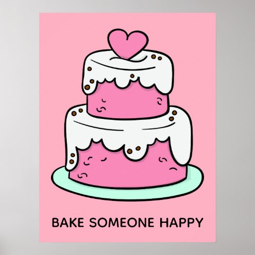 Custom text  color Cake Illustration poster