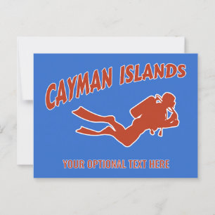 Custom Text & Color Cayman Islands Scuba Diver Postcard