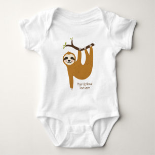 Custom Text & Color Cute Sloth Baby Bodysuit