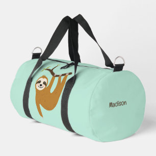 Custom Text & Color Cute Sloth Duffle Bag