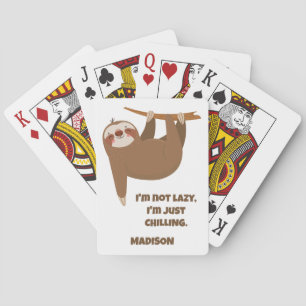 Custom Text & Color Cute Sloth Poker Cards