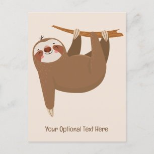 Custom Text & Color Cute Sloth Postcard
