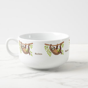 Custom Text & Color Cute Sloth Soup Mug