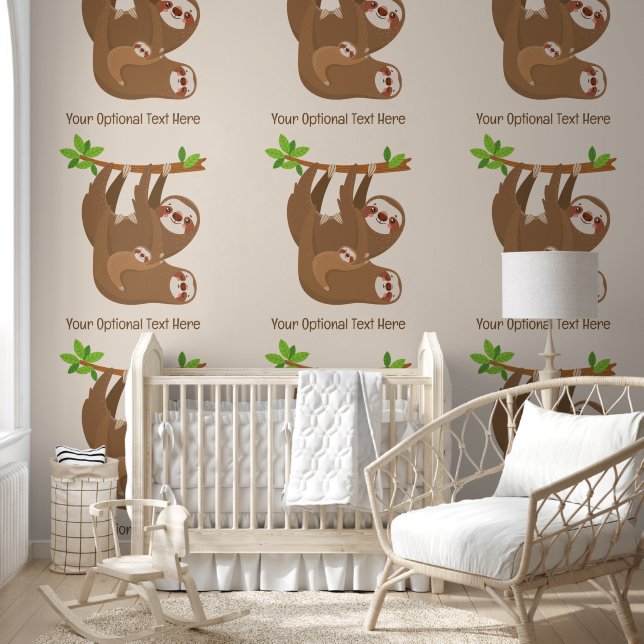 Custom Text & Color Cute Sloth Wallpaper (Kids)