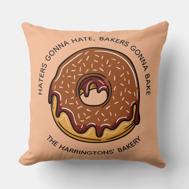 Custom text & color Donut throw pillow (Front)
