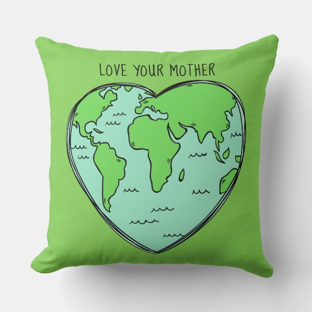 Custom text & color Earth Love throw pillows (Front)