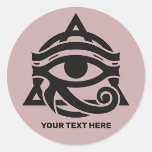 Custom Text & Color Eye of Horus Classic Round Sticker