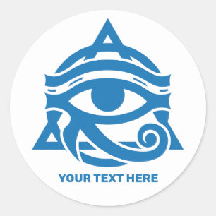 Custom Text & Color Eye of Horus Classic Round Sticker