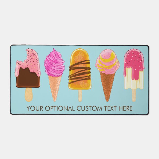 Custom Text & Color Ice Cream Desk Mat (Front)