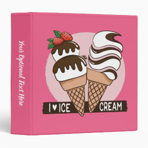 Custom text & color Ice Cream Lover binders