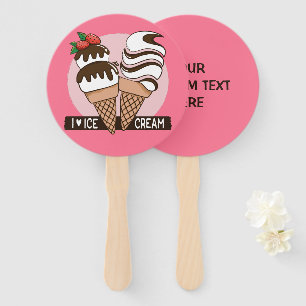 Custom text & color ice Cream Lover fan set