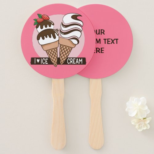 Custom text  color ice Cream Lover fan set